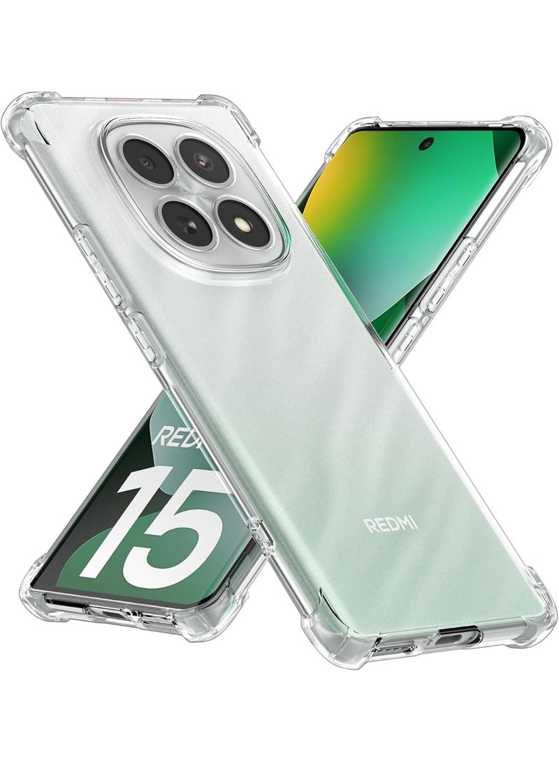 جراب حماية شفاف من مادة TPU الناعمة وخفيف الوزن لهاتف Redmi Note 15 5G، مزود بحماية للكاميرا. - Image 1